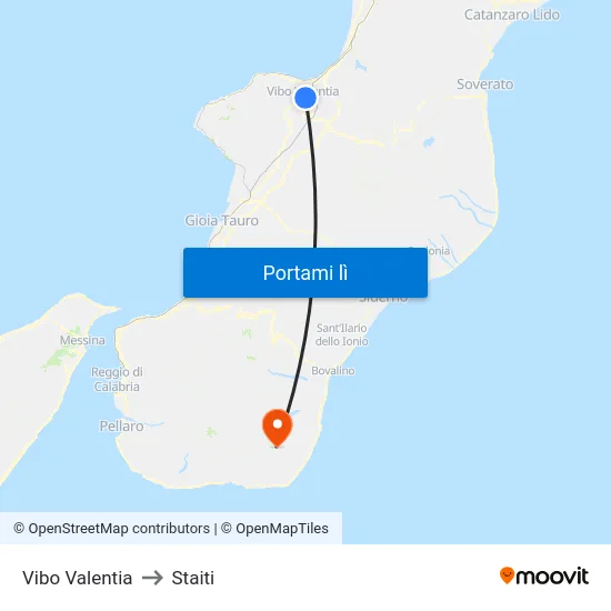 Vibo Valentia to Staiti map