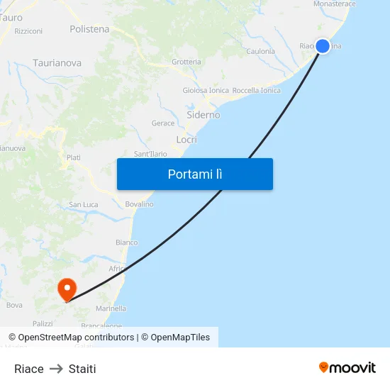 Riace to Staiti map