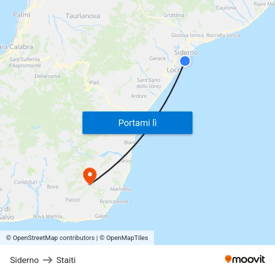 Siderno to Staiti map