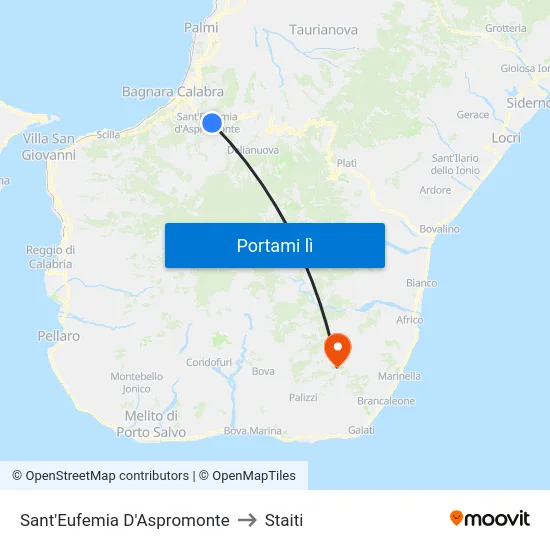 Sant'Eufemia D'Aspromonte to Staiti map