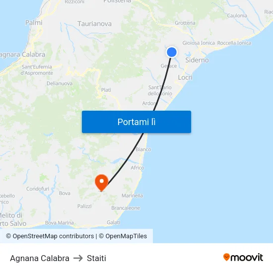 Agnana Calabra to Staiti map