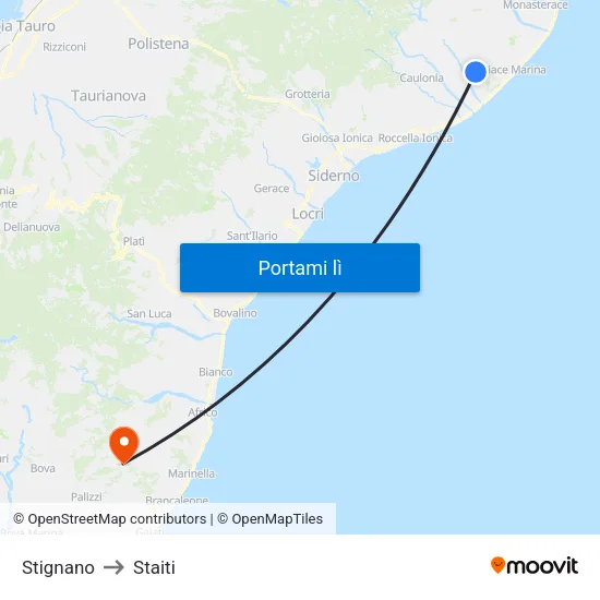 Stignano to Staiti map