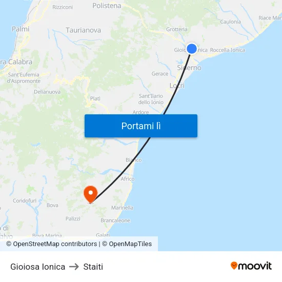 Gioiosa Ionica to Staiti map
