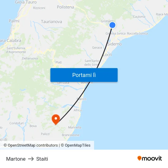 Martone to Staiti map