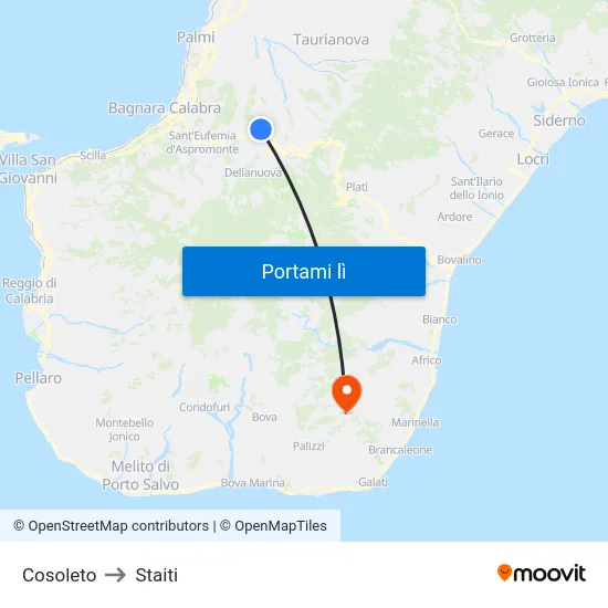 Cosoleto to Staiti map