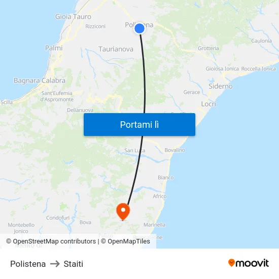 Polistena to Staiti map