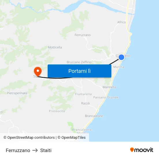 Ferruzzano to Staiti map