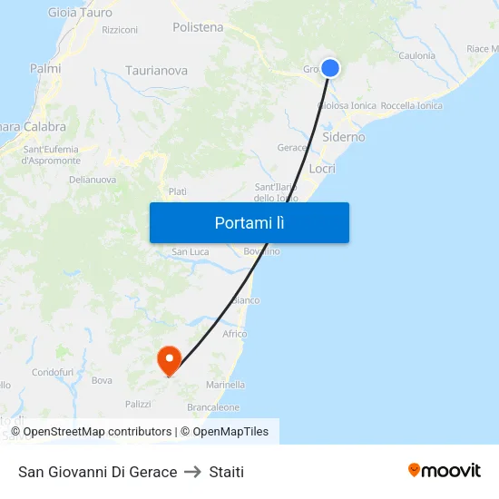 San Giovanni Di Gerace to Staiti map