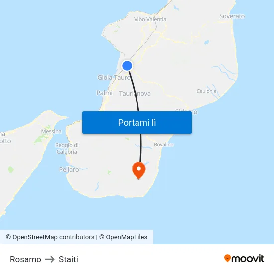 Rosarno to Staiti map