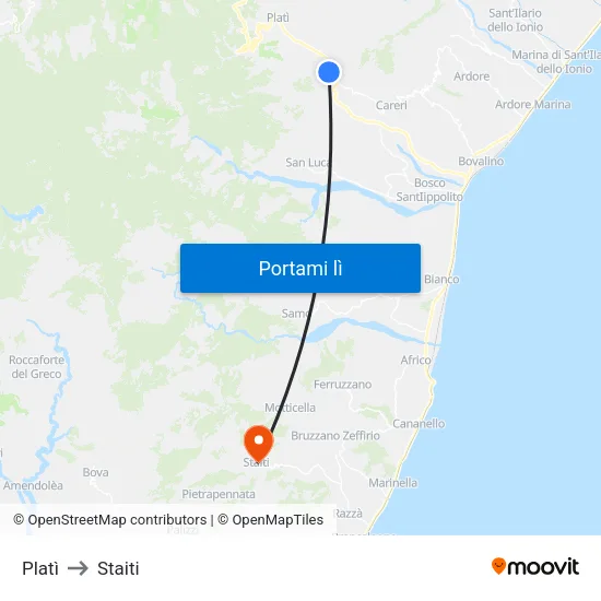 Platì to Staiti map