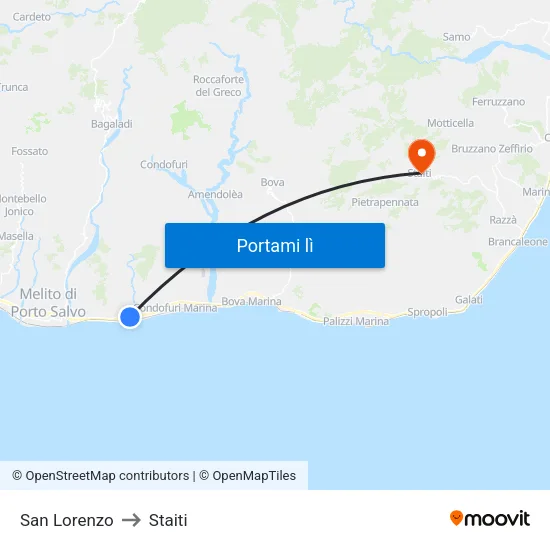 San Lorenzo to Staiti map