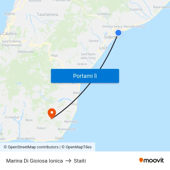 Marina Di Gioiosa Ionica to Staiti map