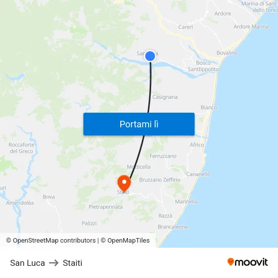 San Luca to Staiti map