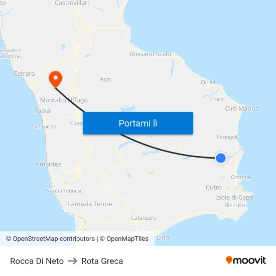 Rocca Di Neto to Rota Greca map