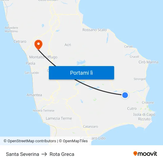 Santa Severina to Rota Greca map
