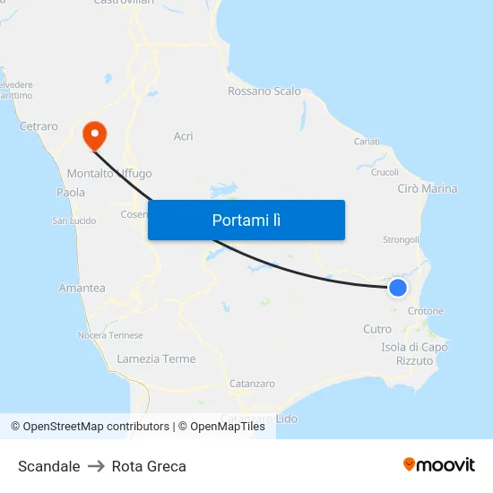 Scandale to Rota Greca map