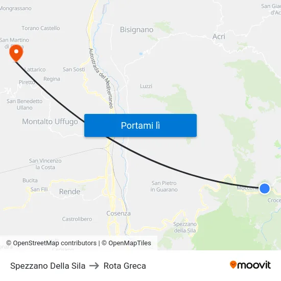 Spezzano Della Sila to Rota Greca map