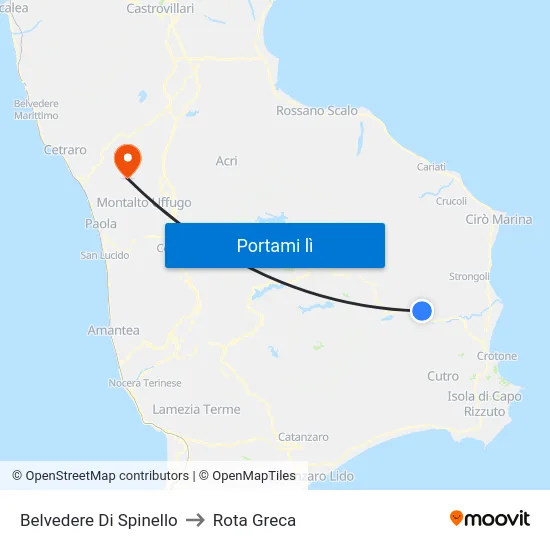 Belvedere Di Spinello to Rota Greca map