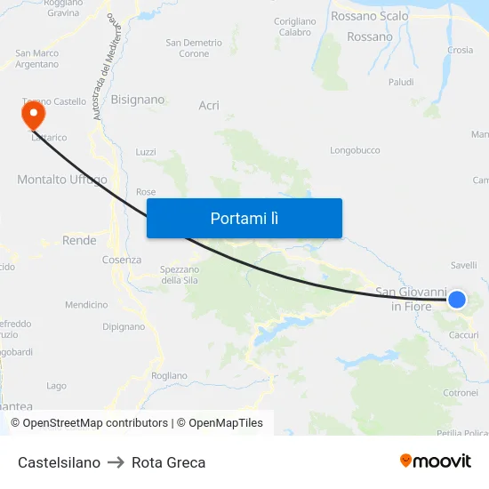 Castelsilano to Rota Greca map