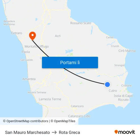 San Mauro Marchesato to Rota Greca map