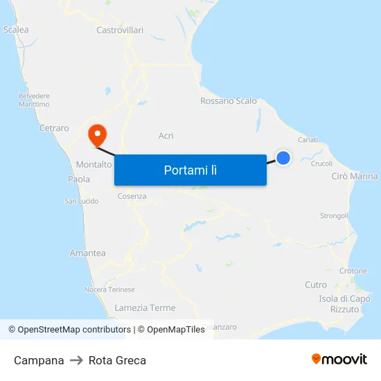 Campana to Rota Greca map
