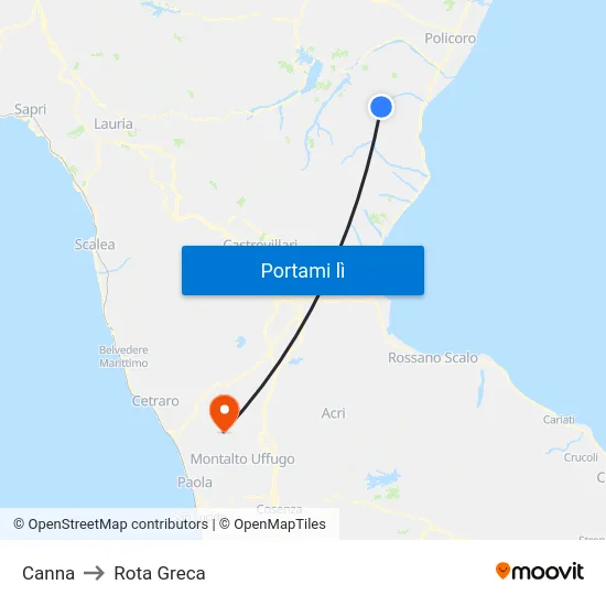 Canna to Rota Greca map
