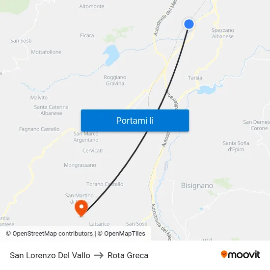 San Lorenzo Del Vallo to Rota Greca map