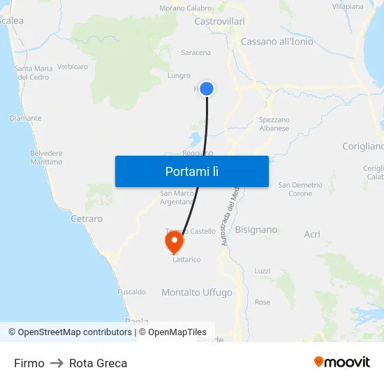 Firmo to Rota Greca map