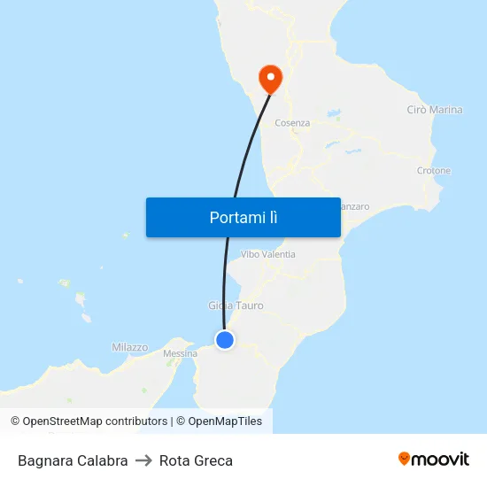 Bagnara Calabra to Rota Greca map