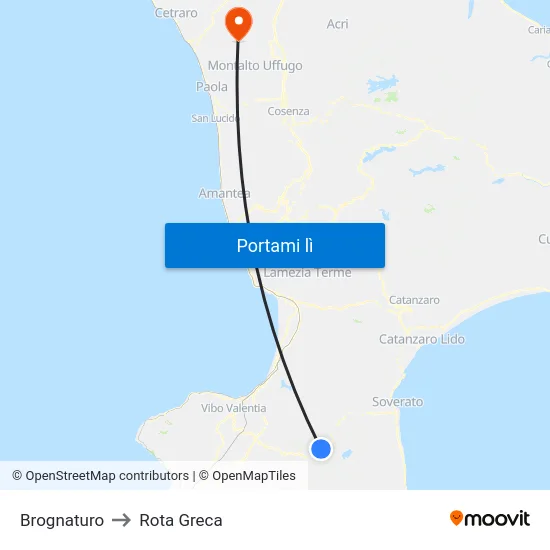 Brognaturo to Rota Greca map