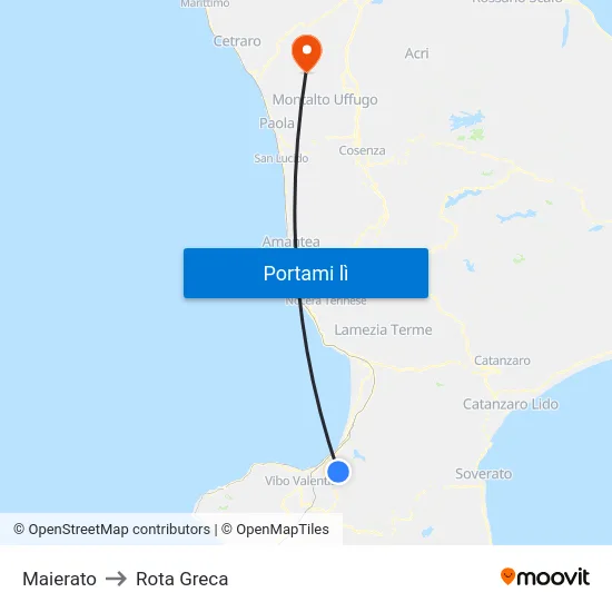Maierato to Rota Greca map