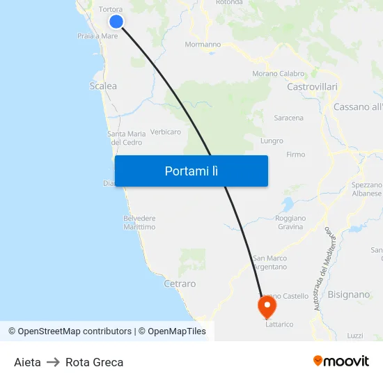 Aieta to Rota Greca map
