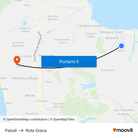 Paludi to Rota Greca map