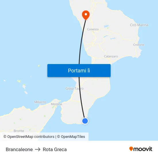 Brancaleone to Rota Greca map