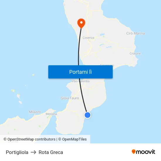 Portigliola to Rota Greca map