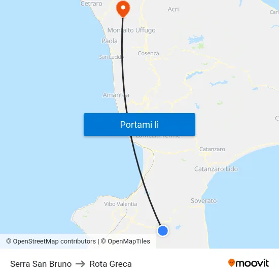 Serra San Bruno to Rota Greca map