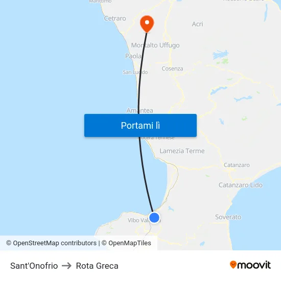 Sant'Onofrio to Rota Greca map