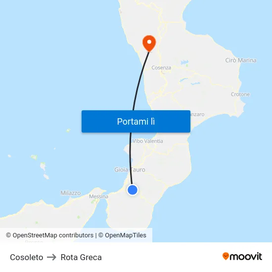 Cosoleto to Rota Greca map
