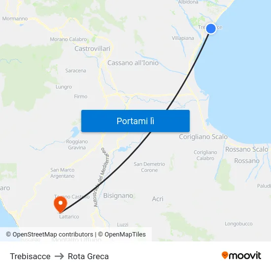 Trebisacce to Rota Greca map