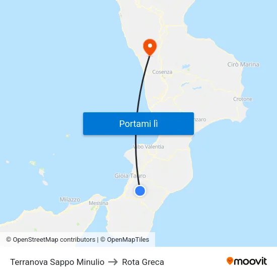 Terranova Sappo Minulio to Rota Greca map