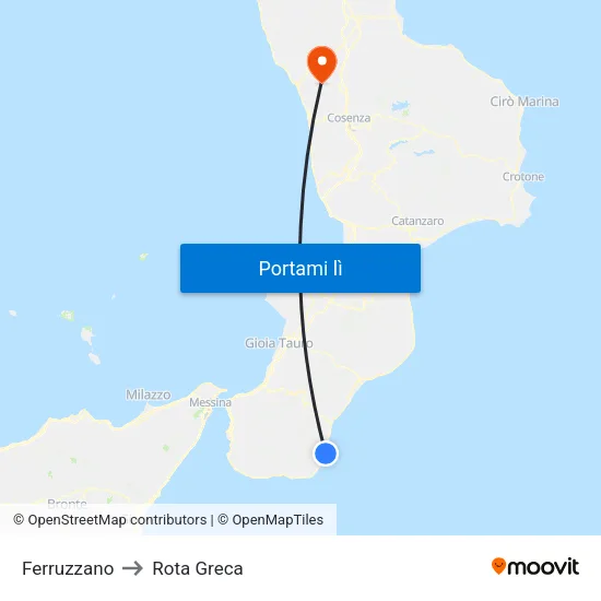 Ferruzzano to Rota Greca map