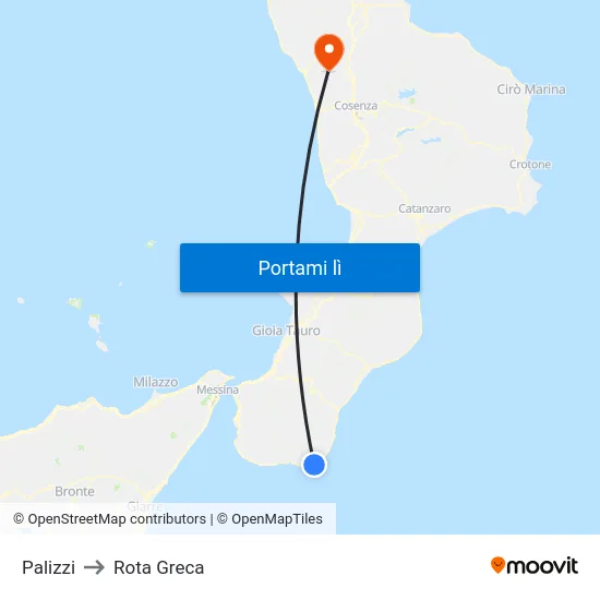 Palizzi to Rota Greca map