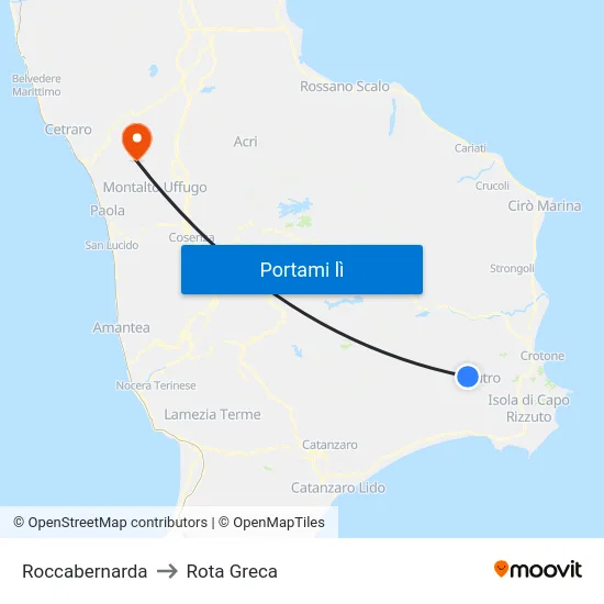 Roccabernarda to Rota Greca map
