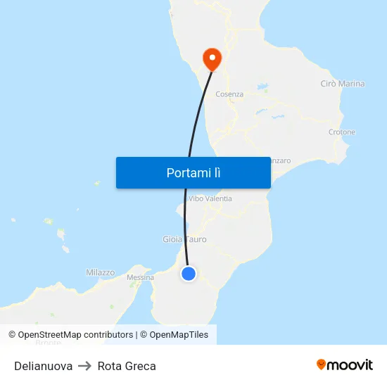 Delianuova to Rota Greca map