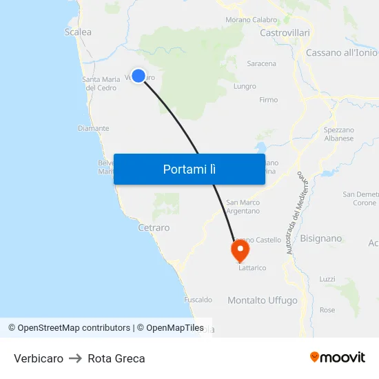 Verbicaro to Rota Greca map