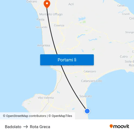 Badolato to Rota Greca map