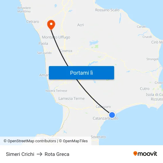 Simeri Crichi to Rota Greca map