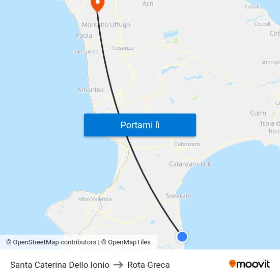 Santa Caterina Dello Ionio to Rota Greca map