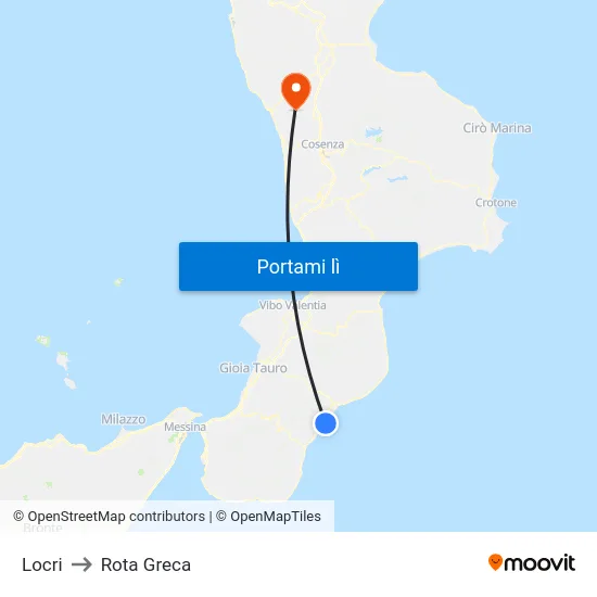 Locri to Rota Greca map