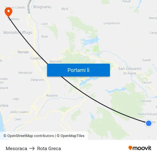 Mesoraca to Rota Greca map